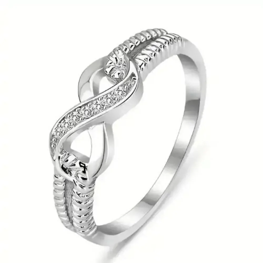 Infinity Silver Plated Diamond Ring